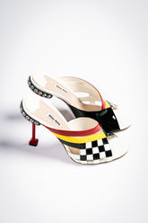 Miu Miu Racing Checkered Crystal Mule Heels (SS2017)
