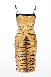 Roberto Cavalli Tiger Print Baroque Slip Dress (FW2000)