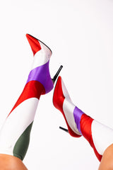 Emilio Pucci Satin Colorblock Knee-High Boots