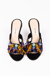 Miu Miu Crystal-Embellished Satin Mules (SS2018)