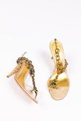 Alexander McQueen Gold Chain Spiral Heel Sandals (SS2006)