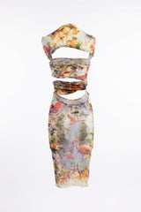 Jean Paul Gaultier Flamingo Print Mesh Wrap Dress (SS1999)