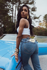 Christian Dior by John Galliano Runway Logo Plate Jeans (Early 2000s)