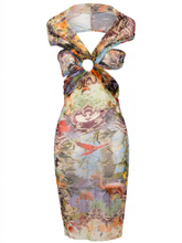 Jean Paul Gaultier Flamingo Print Mesh Wrap Dress (SS1999)