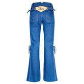 Christian Dior by John Galliano Runway Logo Plate Jeans (Early 2000s)