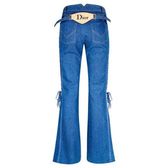 Christian Dior by John Galliano Runway Logo Plate Jeans (Early 2000s)