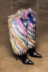 Manolo Blahnik Multicolor Fox Fur Boots