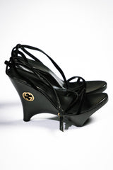Gucci by Tom Ford 'Geisha' Wooden Wedge Sandals (FW1996)