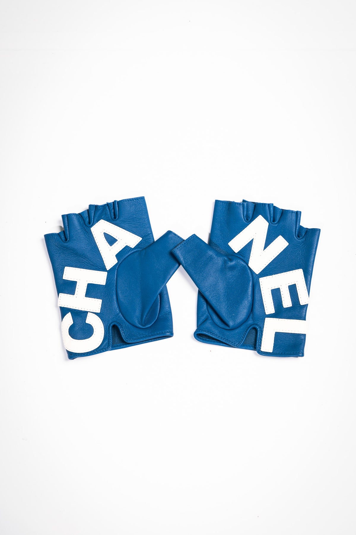 Chanel Logo Leather Fingerless Gloves