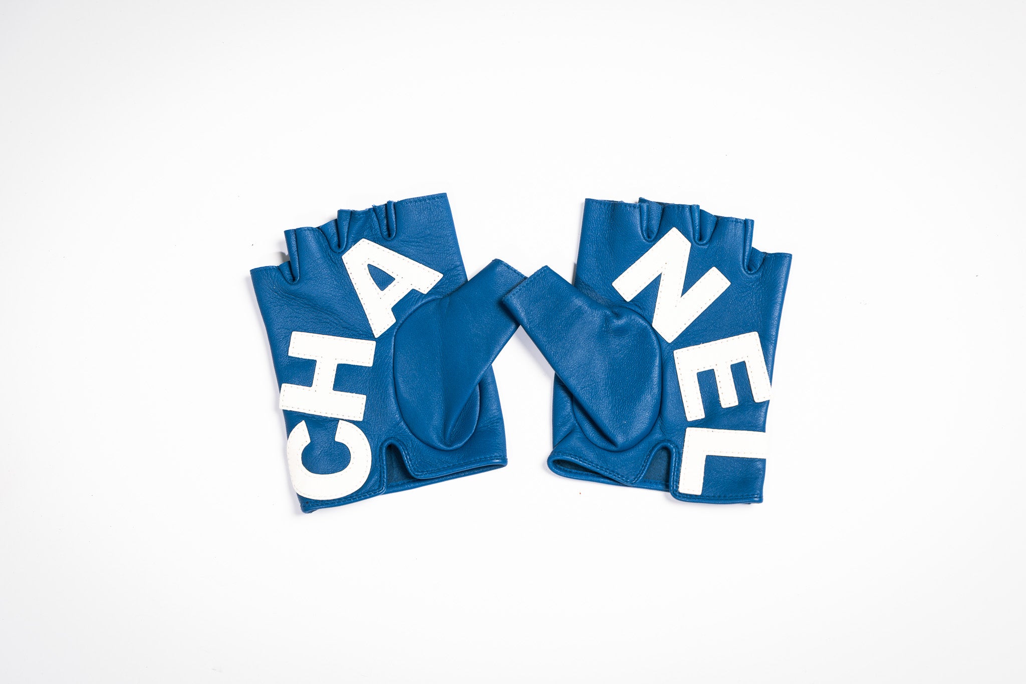 Chanel Logo Leather Fingerless Gloves