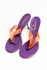 Chanel Vintage Logo Thong Kitten Heel Sandals (Y2K)