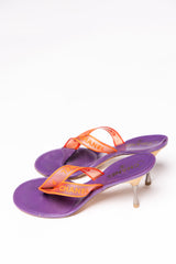 Chanel Vintage Logo Thong Kitten Heel Sandals (Y2K)
