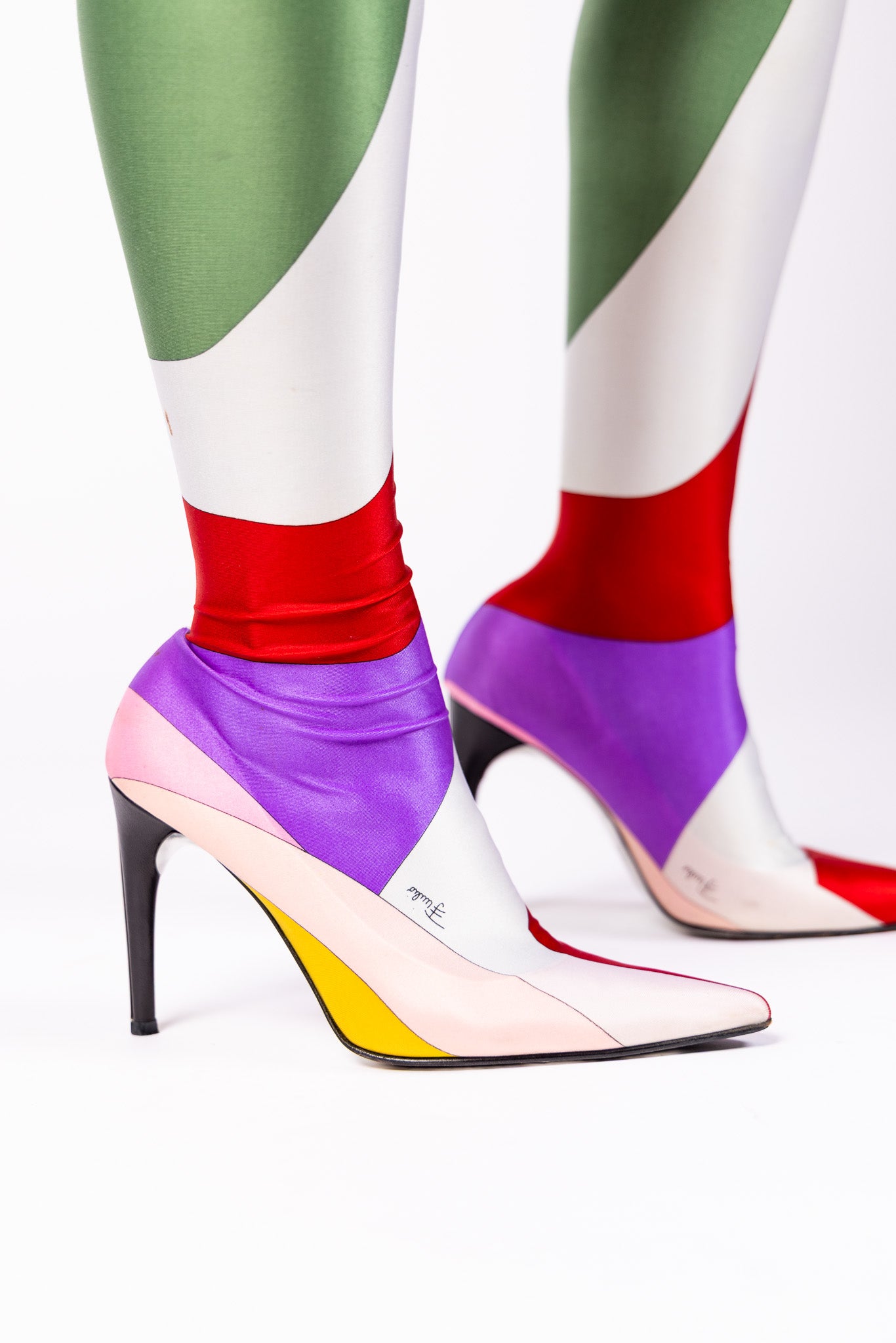 Emilio Pucci Satin Colorblock Knee-High Boots