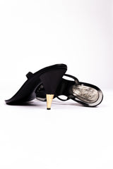 Chanel Crystal CC Logo Satin Slingback Mules (Cruise 2001)