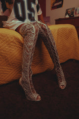 Tom Ford SS2014 Silver Laser-Cut Thigh-High Boot