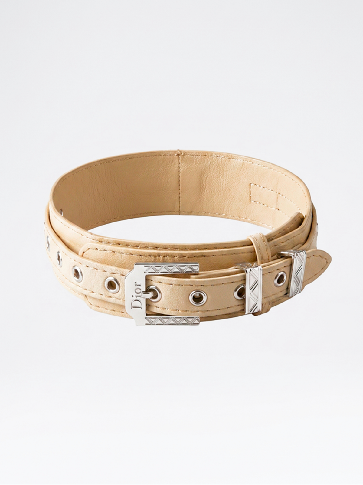 Christian Dior Cream Leather Double-Wrap Choker