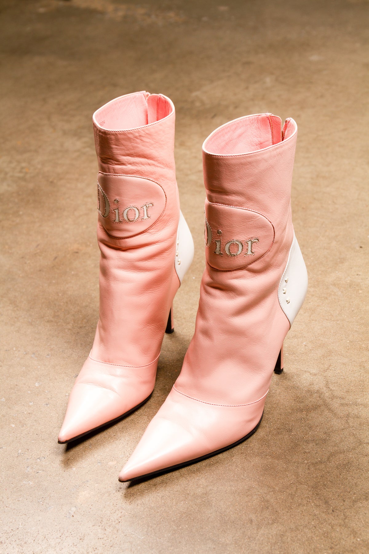 Christian Dior Pink & White Moto Boots (Galliano Era)