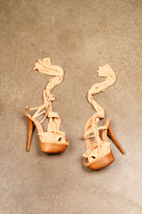 Fendi Nude Silk Lace-Up Platform Sandals (SS2010)