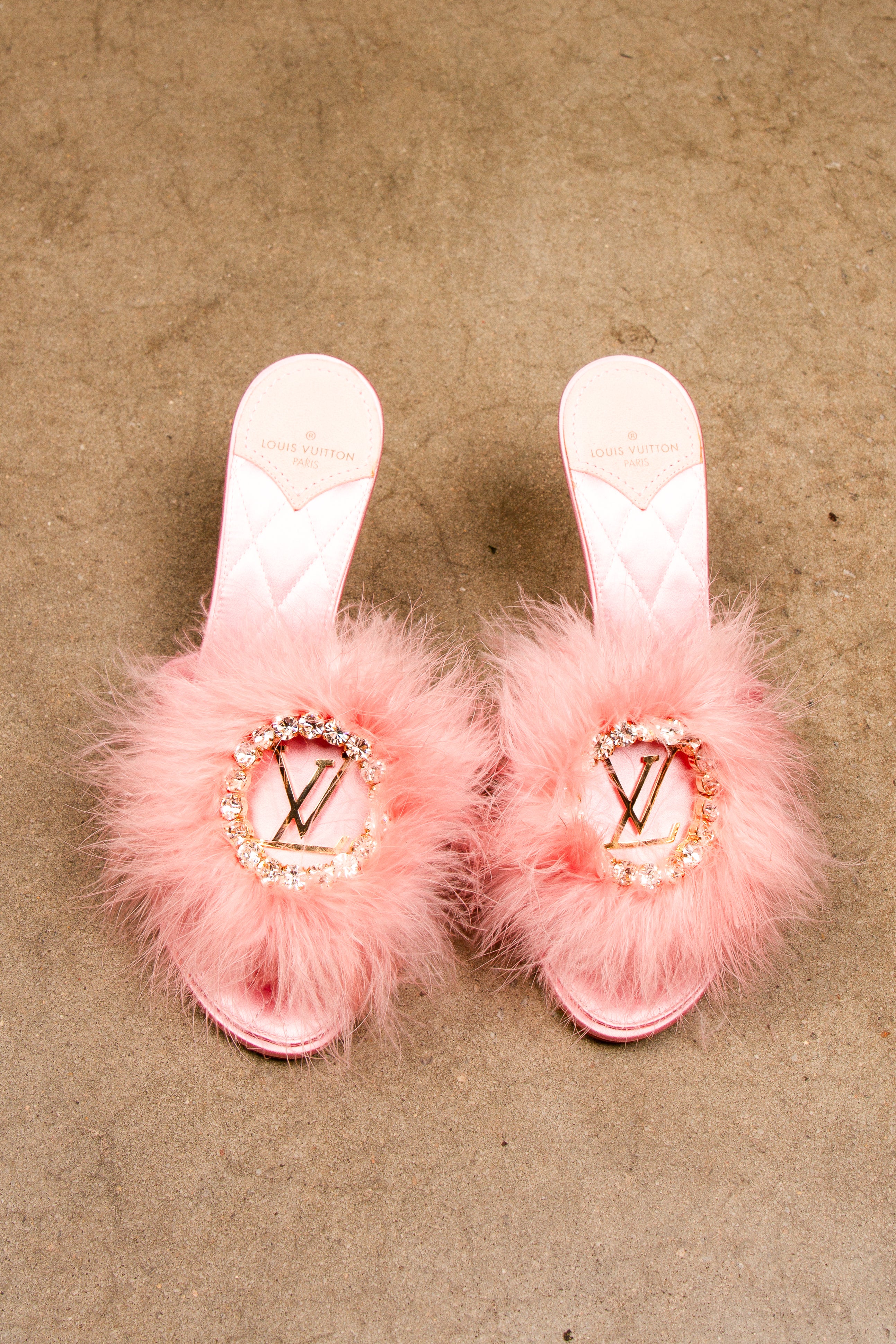 Louis Vuitton Marilyn Crystal Fur Mules