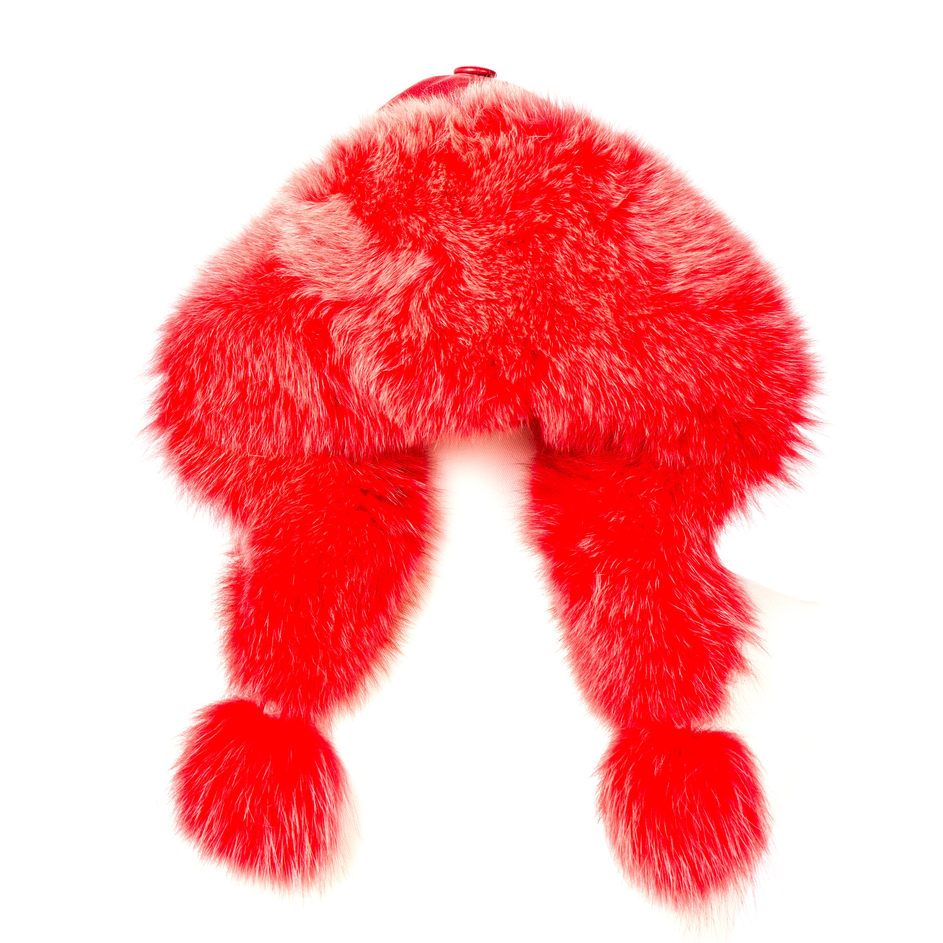Red Real Fur Trapper Hat