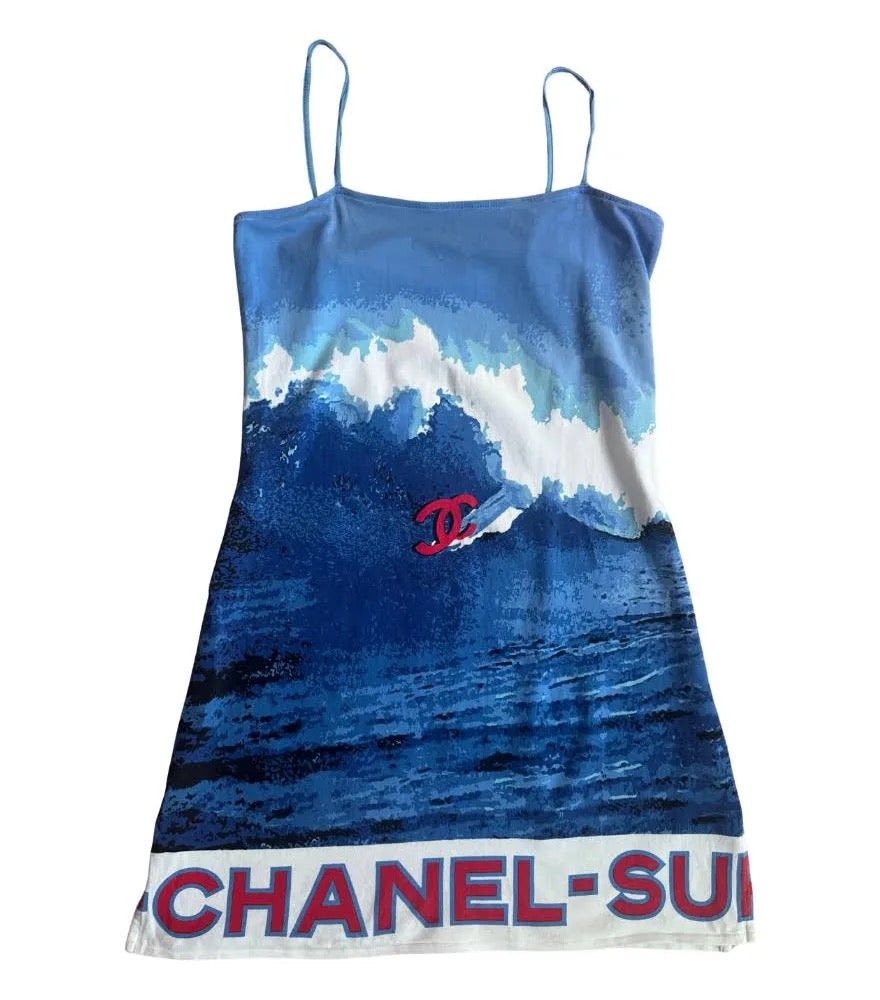 Chanel Surf Wave Motif Sleeveless Mini Dress (SS2002)