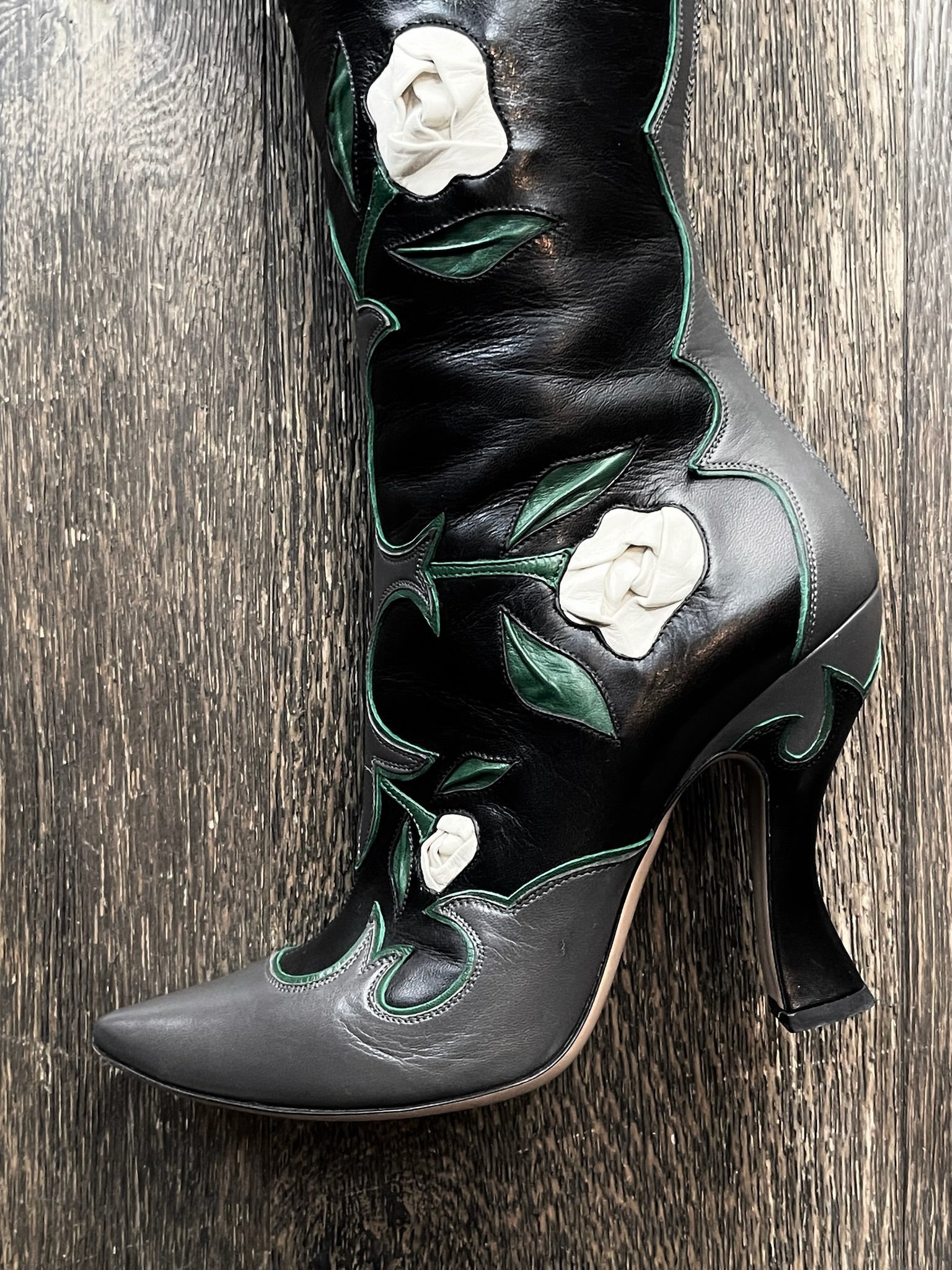 Miu Miu Leather Floral Knee Boots (SS2012)