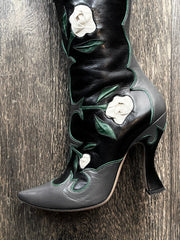 Miu Miu Leather Floral Knee Boots (SS2012)